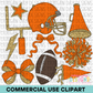 School Spirit Orange Football Clipart