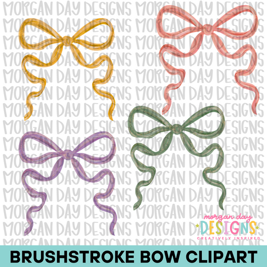 Zen Brushstroke Bow Clipart Bundle