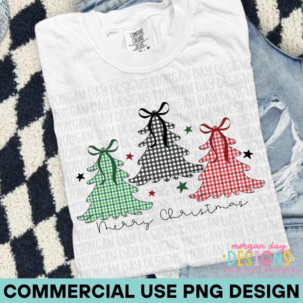 Merry Christmas Tree Trio PNG