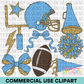 School Spirit Light Blue Football Clipart