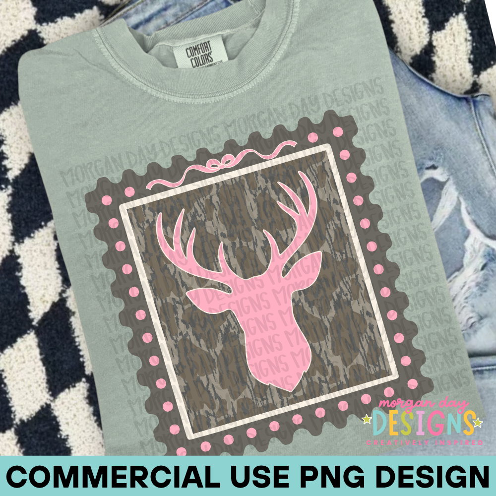Camo Pink Deer Stamp PNG 3
