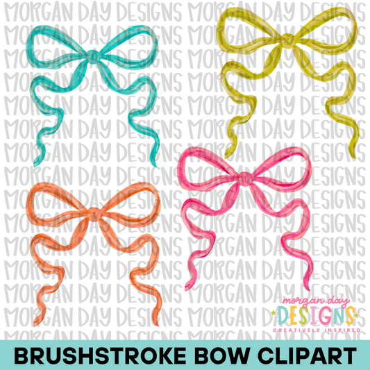Neon Brushstroke Bow Clipart Bundle