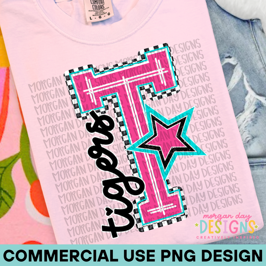 Checkered Tigers PNG Design