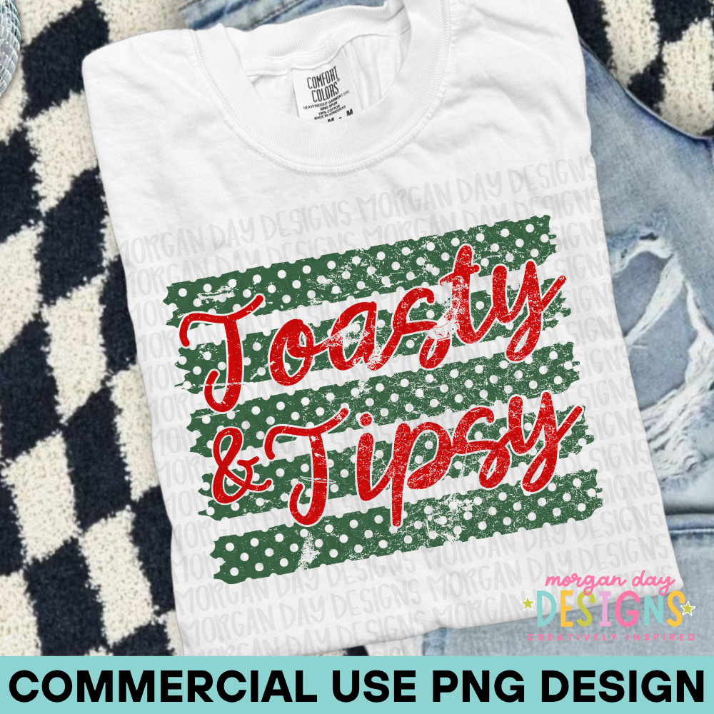 Christmas Toasty and Tipsy Stripes PNG