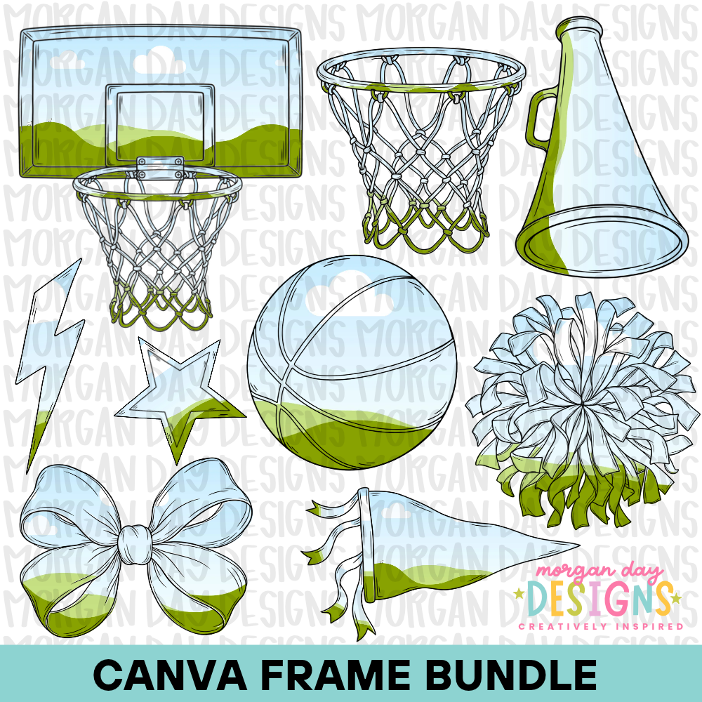 School Spirit Basketball Canva Frame Bundle