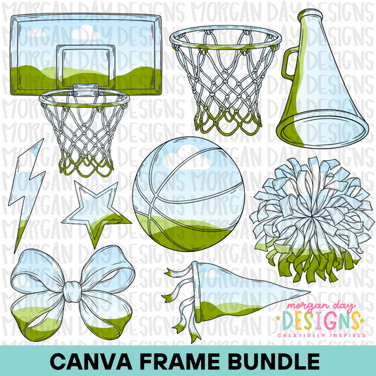 School Spirit Basketball Canva Frame Bundle