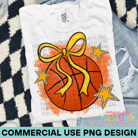 Preppy Basketball Yellow PNG Design