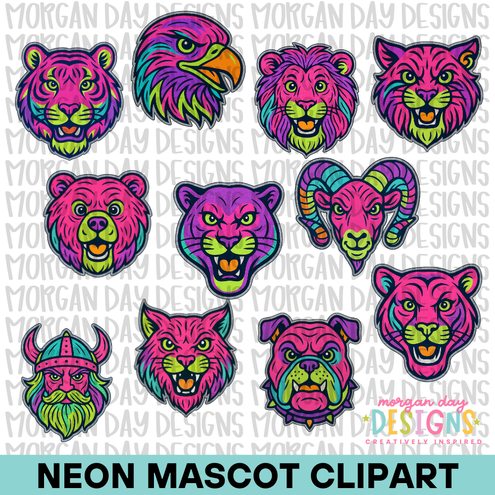 Neon Mascot Clipart Bundle