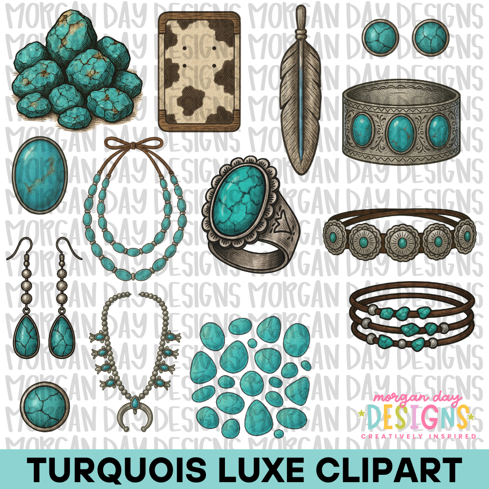 Turquois Luxe Clipart Bundle