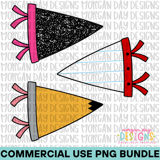 School Pennant Flag PNG Bundle
