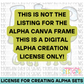 License for Selling the Doodle Alpha Canva Frame for Creating Alpha Sets
