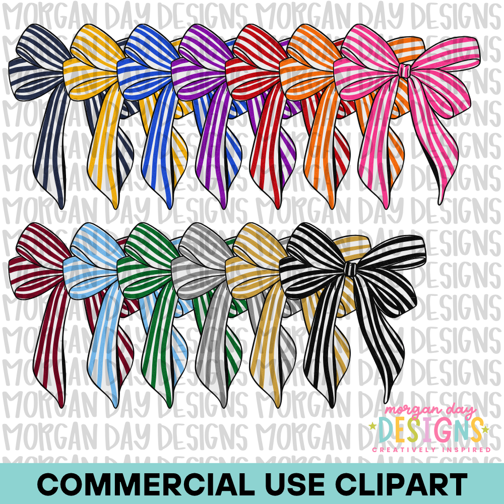 School Spirit Striped Bow Clipart