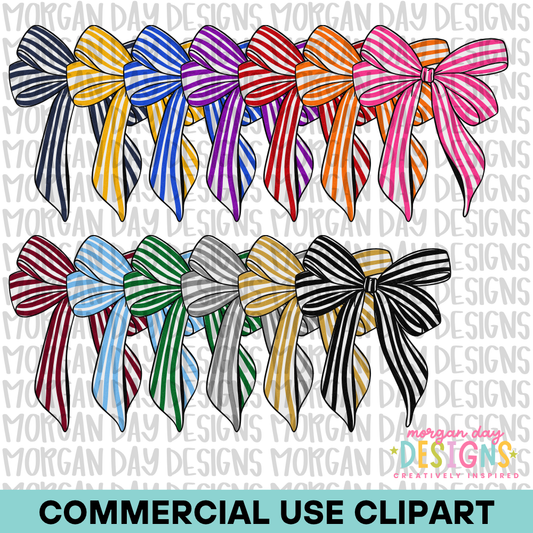 School Spirit Striped Bow Clipart