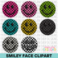 Checkered Smiley Face Clipart Bundle