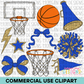 School Spirit Royal Basketball Clipart