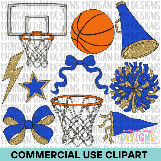 School Spirit Royal Basketball Clipart