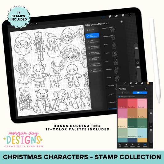 Christmas Characters | Procreate Stamp Collection + Color Palette