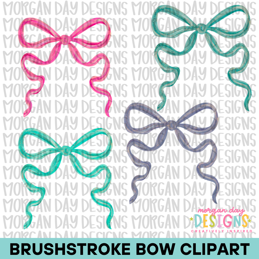 Summer Shower Brushstroke Bow Clipart Bundle
