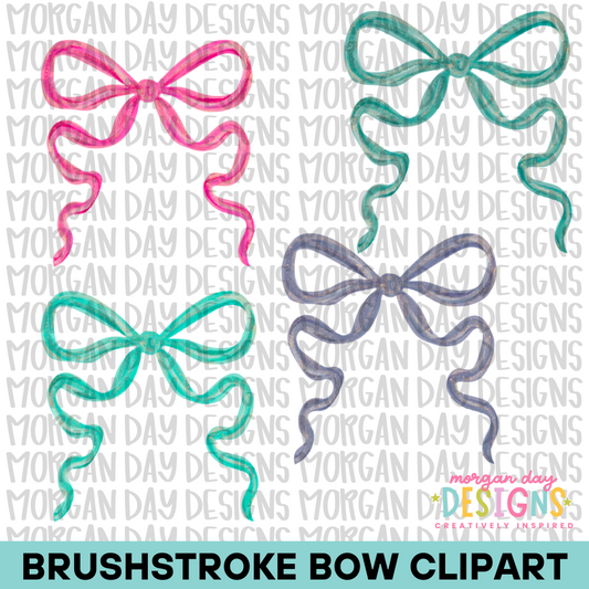 Summer Shower Brushstroke Bow Clipart Bundle