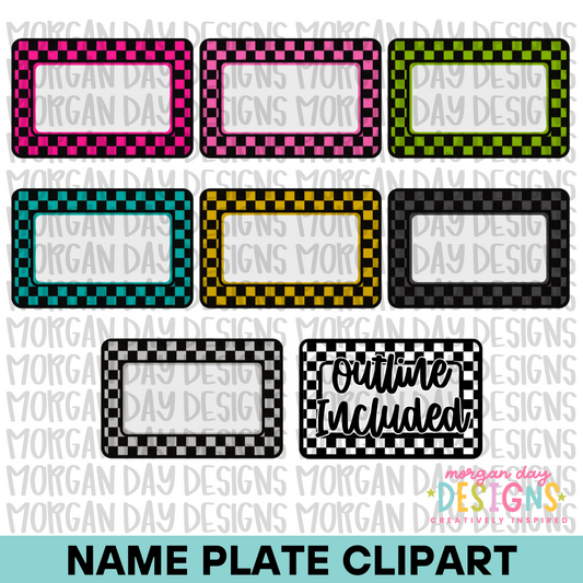 Checkered Name Plate Clipart Bundle