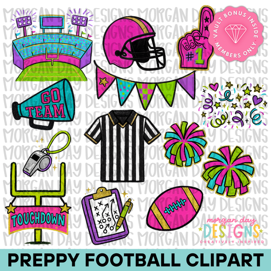Preppy Football Clipart Bundle