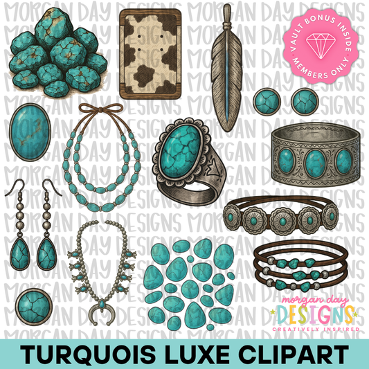 Turquois Luxe Clipart Bundle