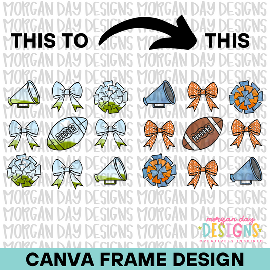 Coquette Football Cheer Canva Frame