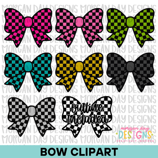 Checkered Bow Clipart Bundle