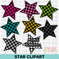 Checkered Star Clipart Bundle