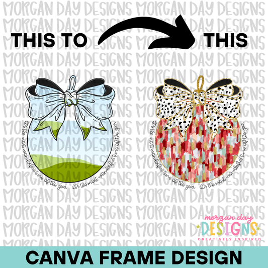 Coquette Christmas Ornament Canva Frame