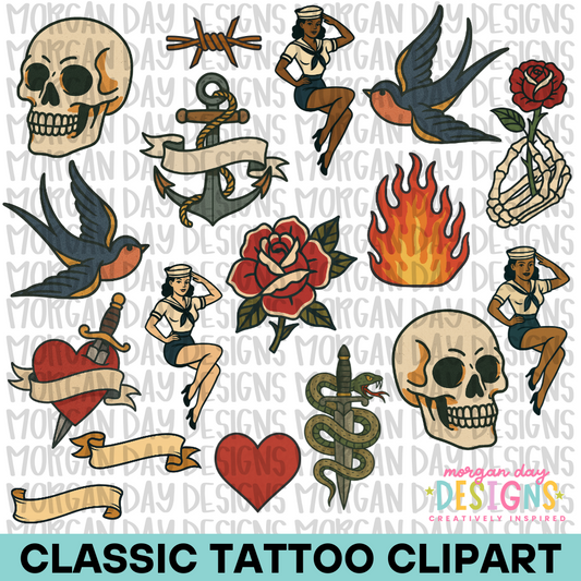 Classic Tattoo Clipart Bundle