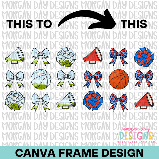 Coquette Basketball Cheer Canva Frame