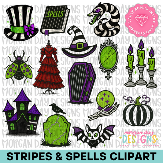 Stripes and Spells Clipart Bundle