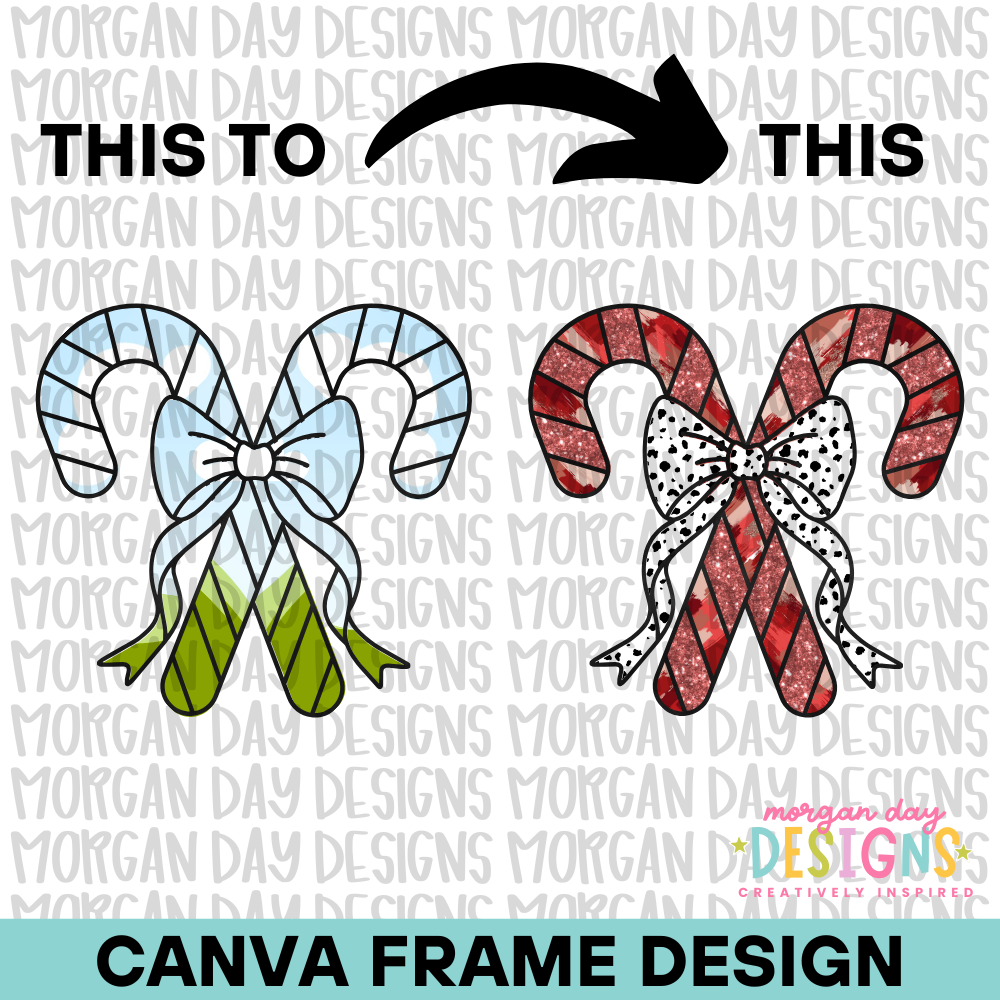 Coquette Candy Canes Canva Frame