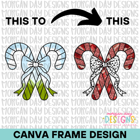 Coquette Candy Canes Canva Frame