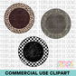 Leopard Camo and Checkered Circle Patch Clipart