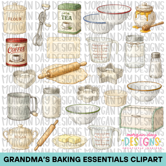 Grandmas Baking Essentials Clipart Bundle