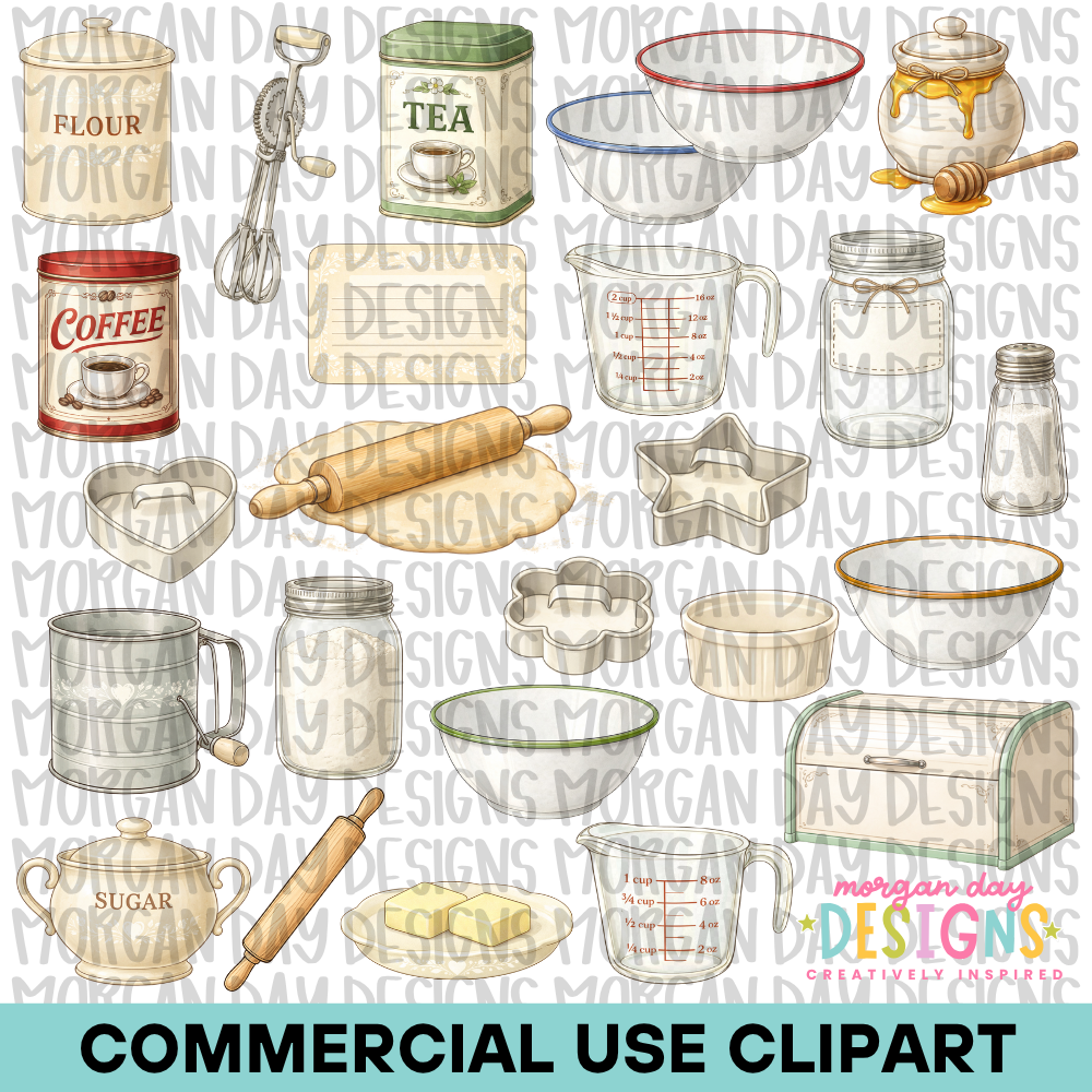 Grandmas Baking Essentials Clipart Bundle